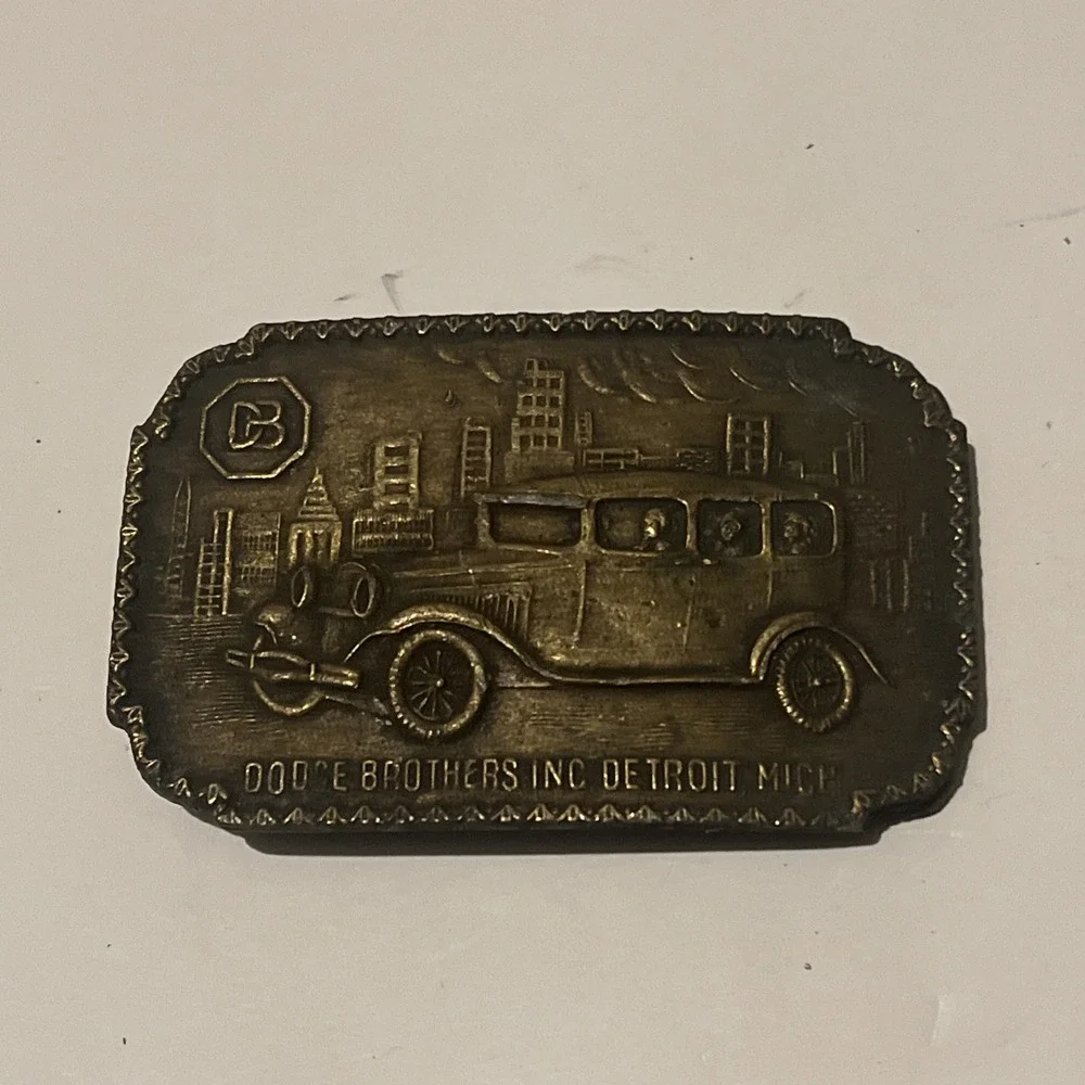 Vintage Dodge Brothers Inc Antique Car Brass Belt Buckle 1970s Detroit Mich G-36